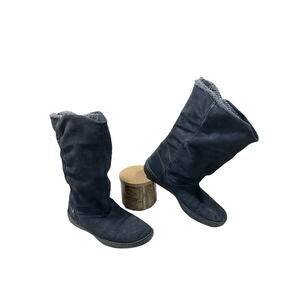 Nike Women's Black Suede Boot/Sneakers Sz 7.5 Back Zipper, Comfy Faux Fur Lining